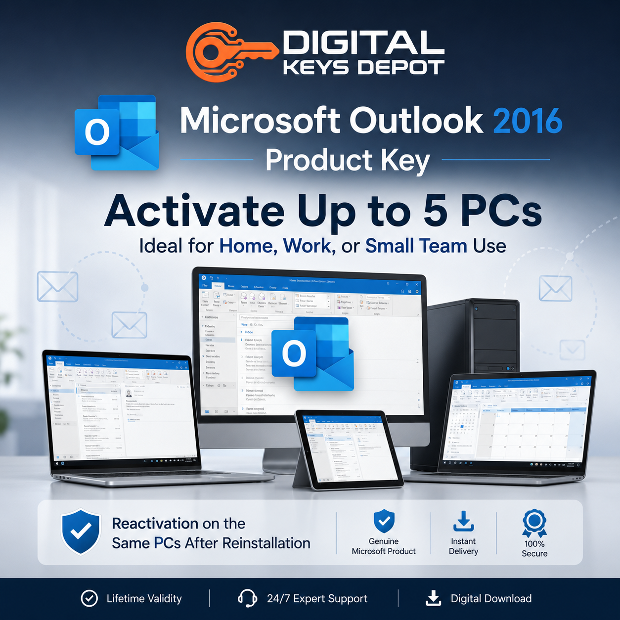Outlook 2016 product key reactivation on the same PCs after reinstallation
