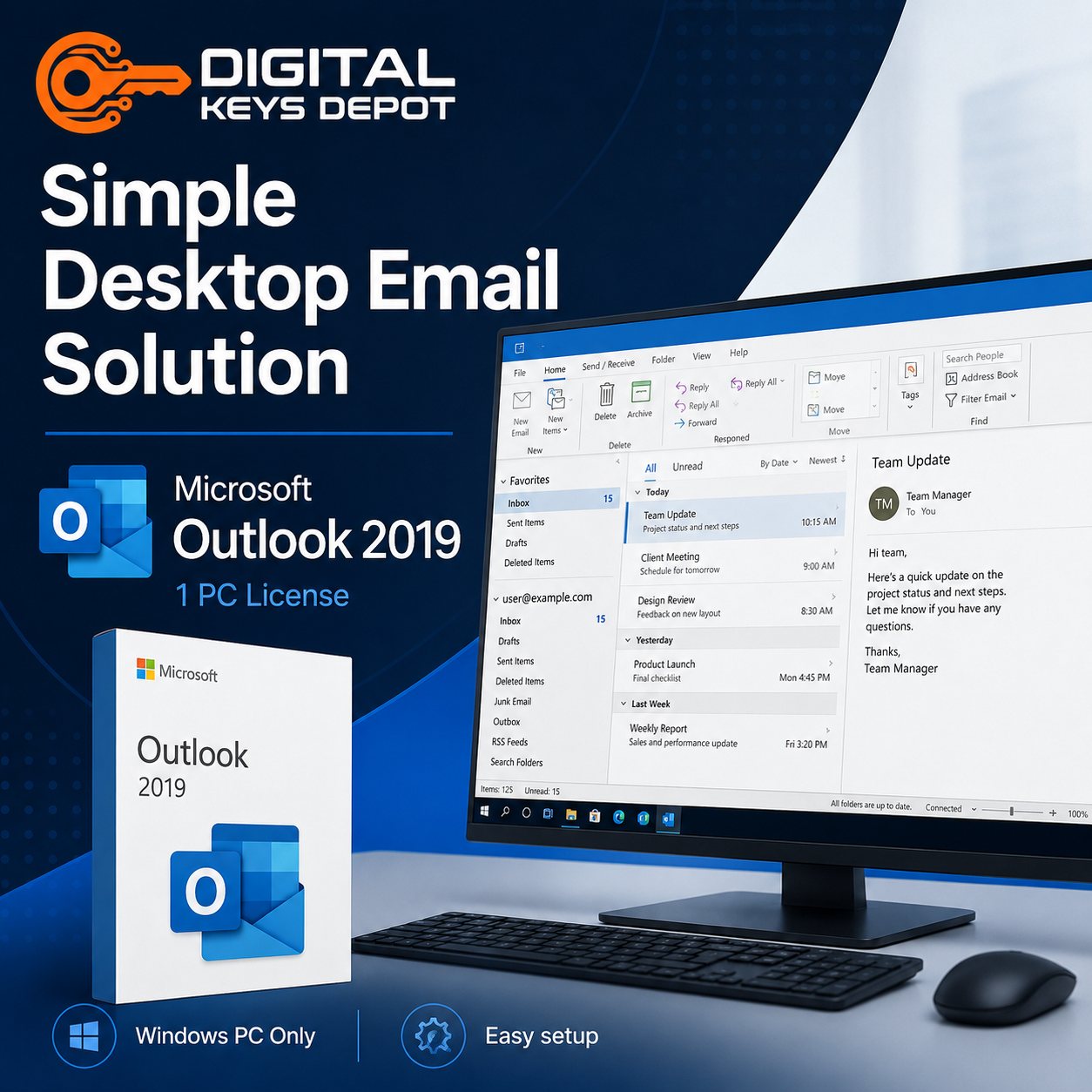 Outlook 2019 desktop productivity app for one Windows PC