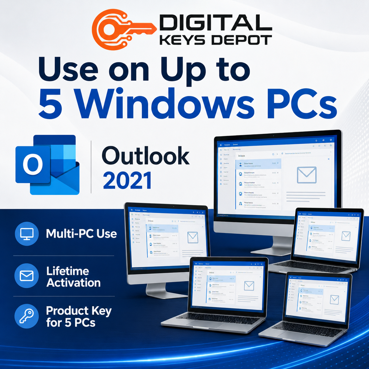 Outlook 2021 desktop productivity app for up to 5 Windows PCs