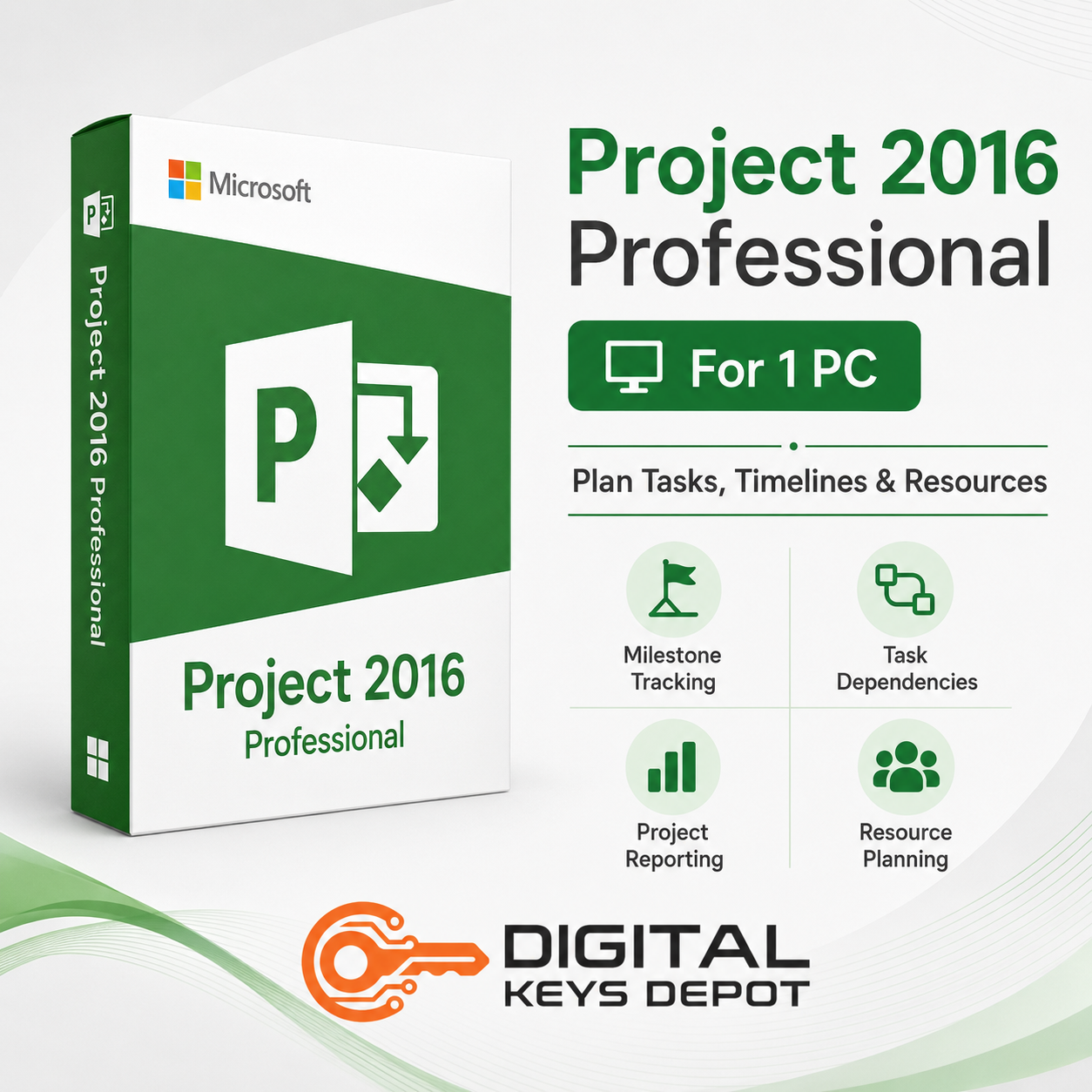 Project 2016 Professional product key for scheduling and Gantt charts (1 PC)