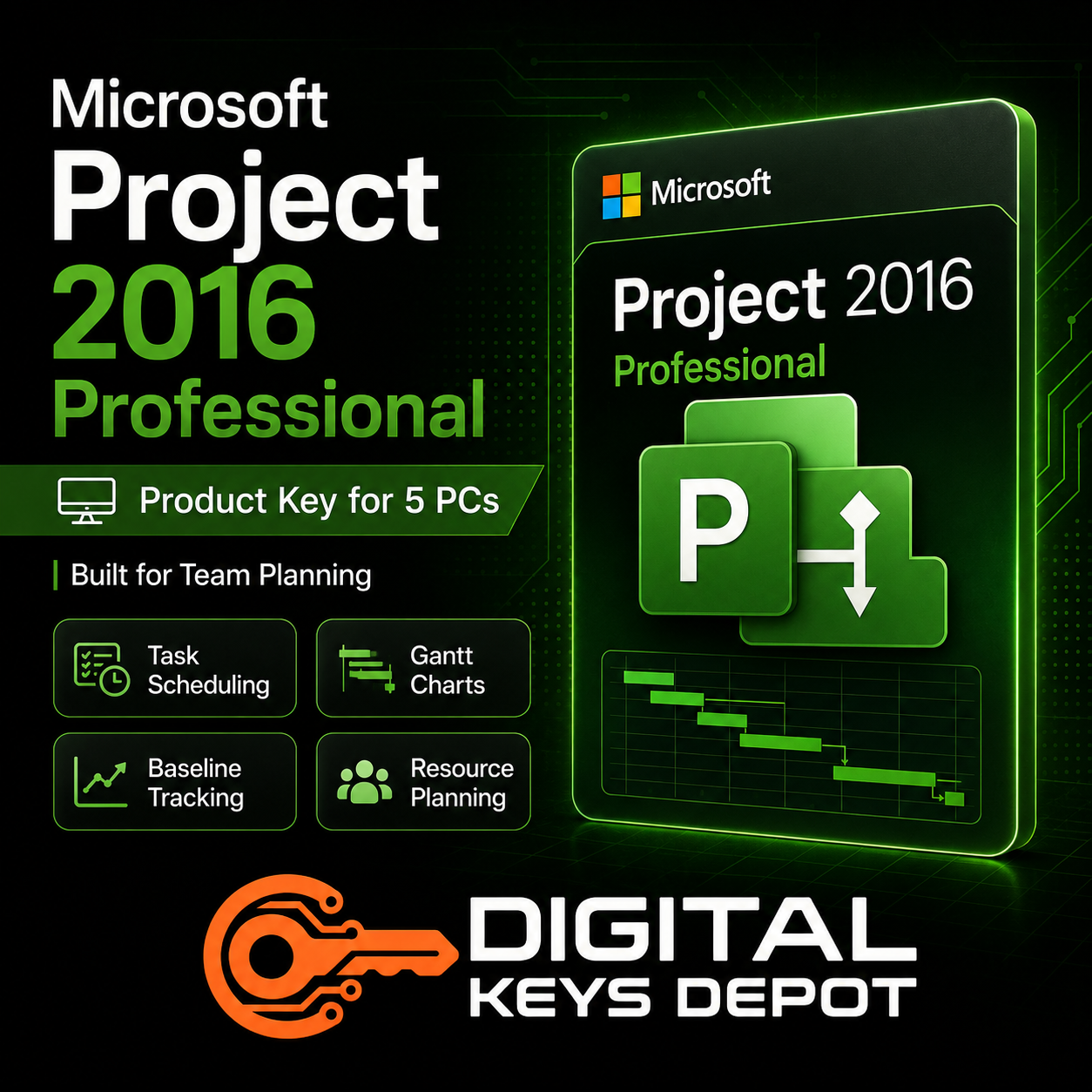 Project 2016 Professional product key for scheduling and Gantt charts