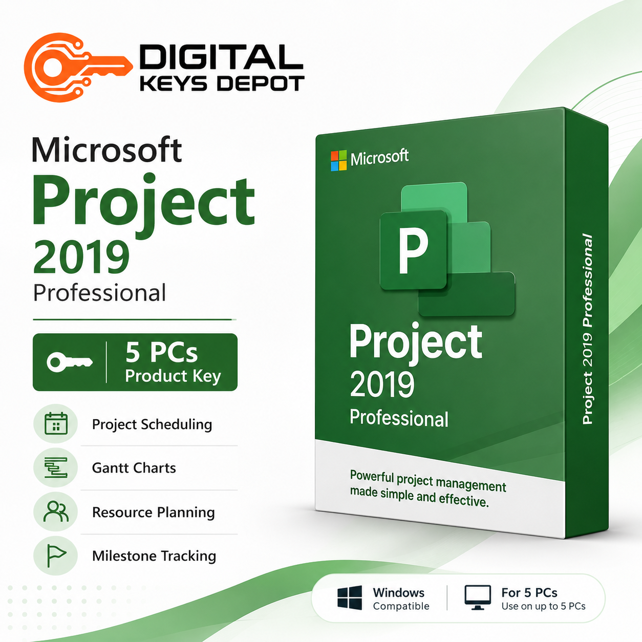 Project 2019 Professional product key for Gantt charts and resource planning