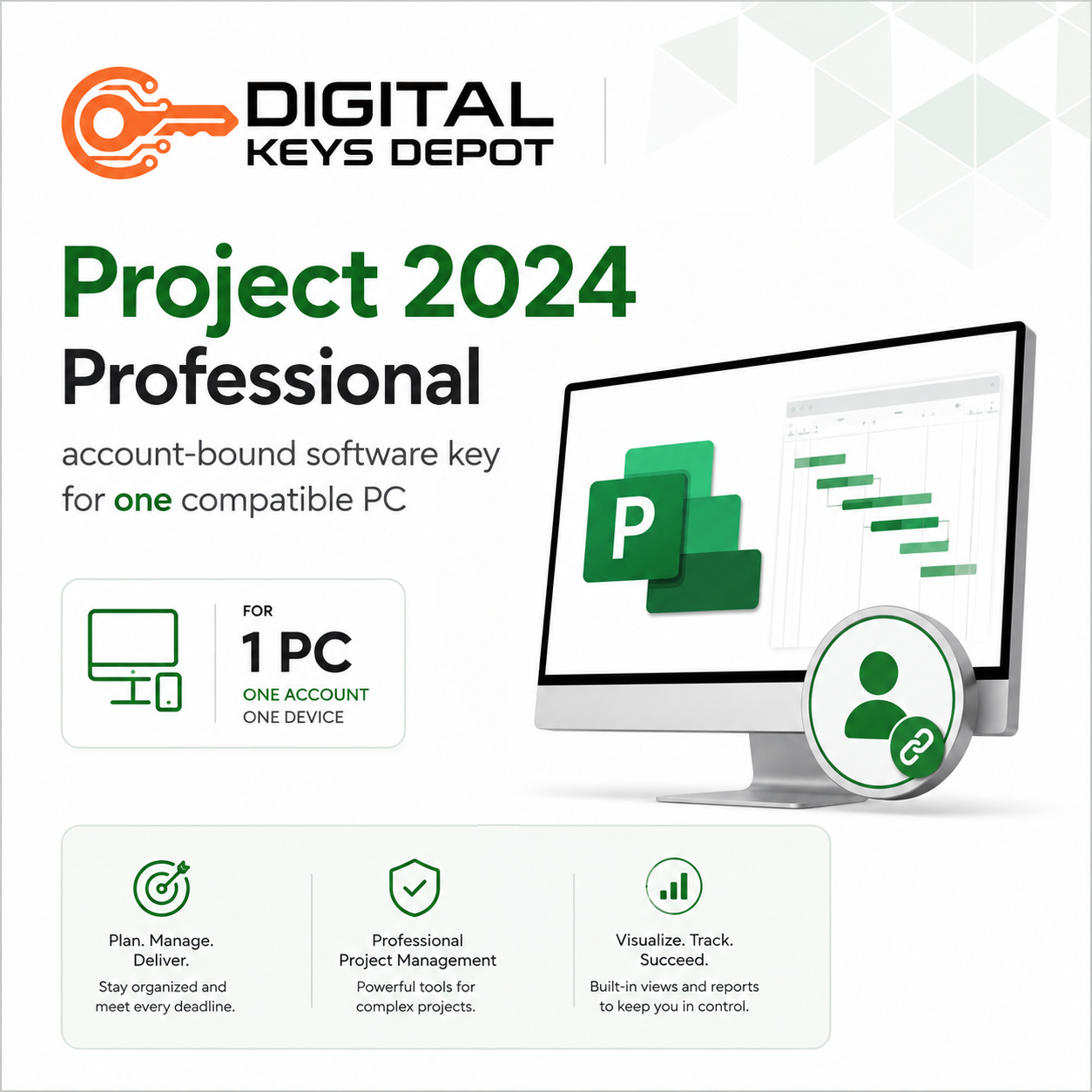 Project 2024 Professional account-bound software key for one compatible PC