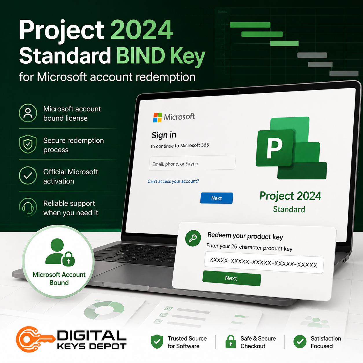 Project 2024 Standard BIND Key for Microsoft account redemption