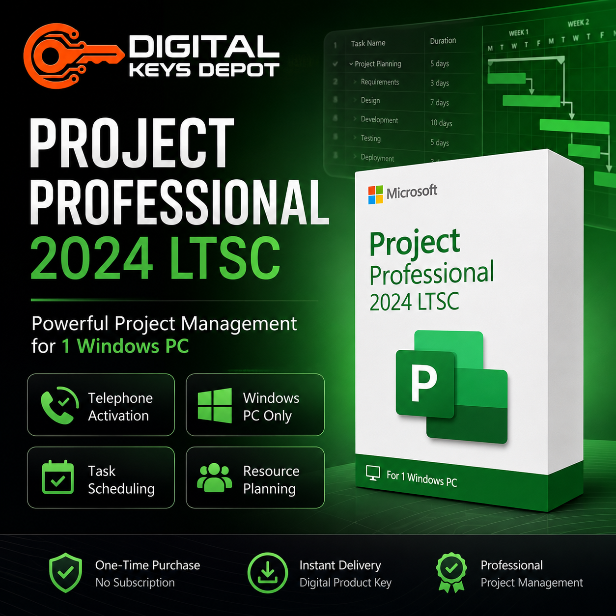 Project Professional 2024 LTSC telephone activation with Installation ID and Confirmation ID