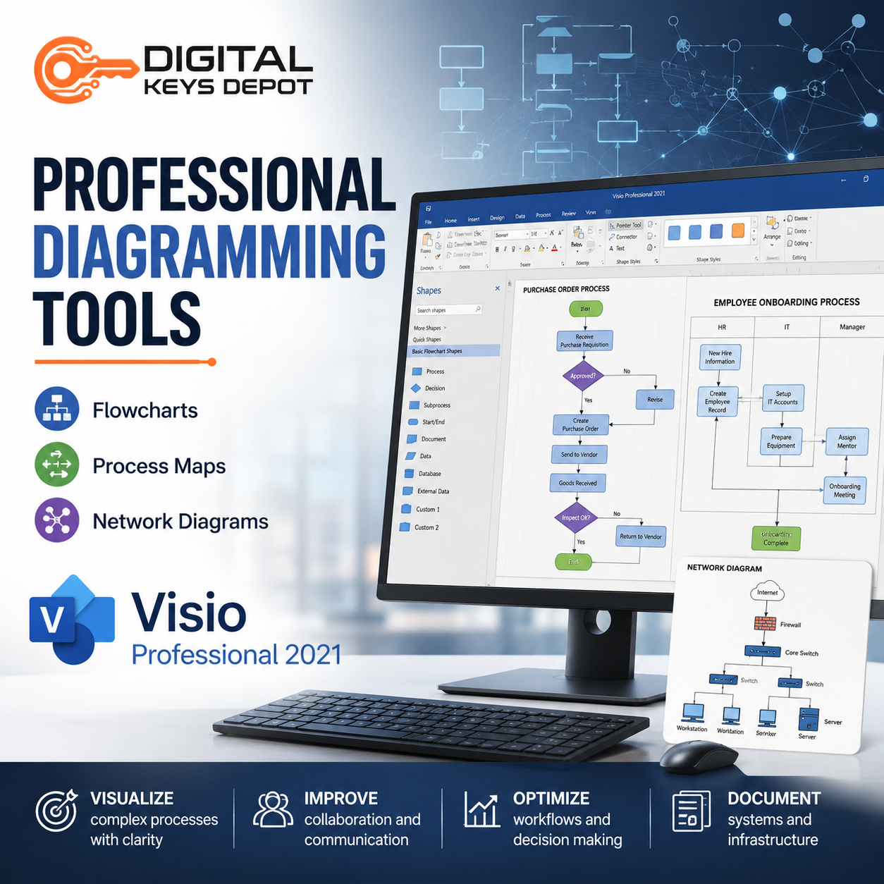 Visio Professional 2021 diagramming tool for flowcharts network diagrams and process maps Visio Professional 2021 diagramming tool for flowcharts network diagrams and process maps