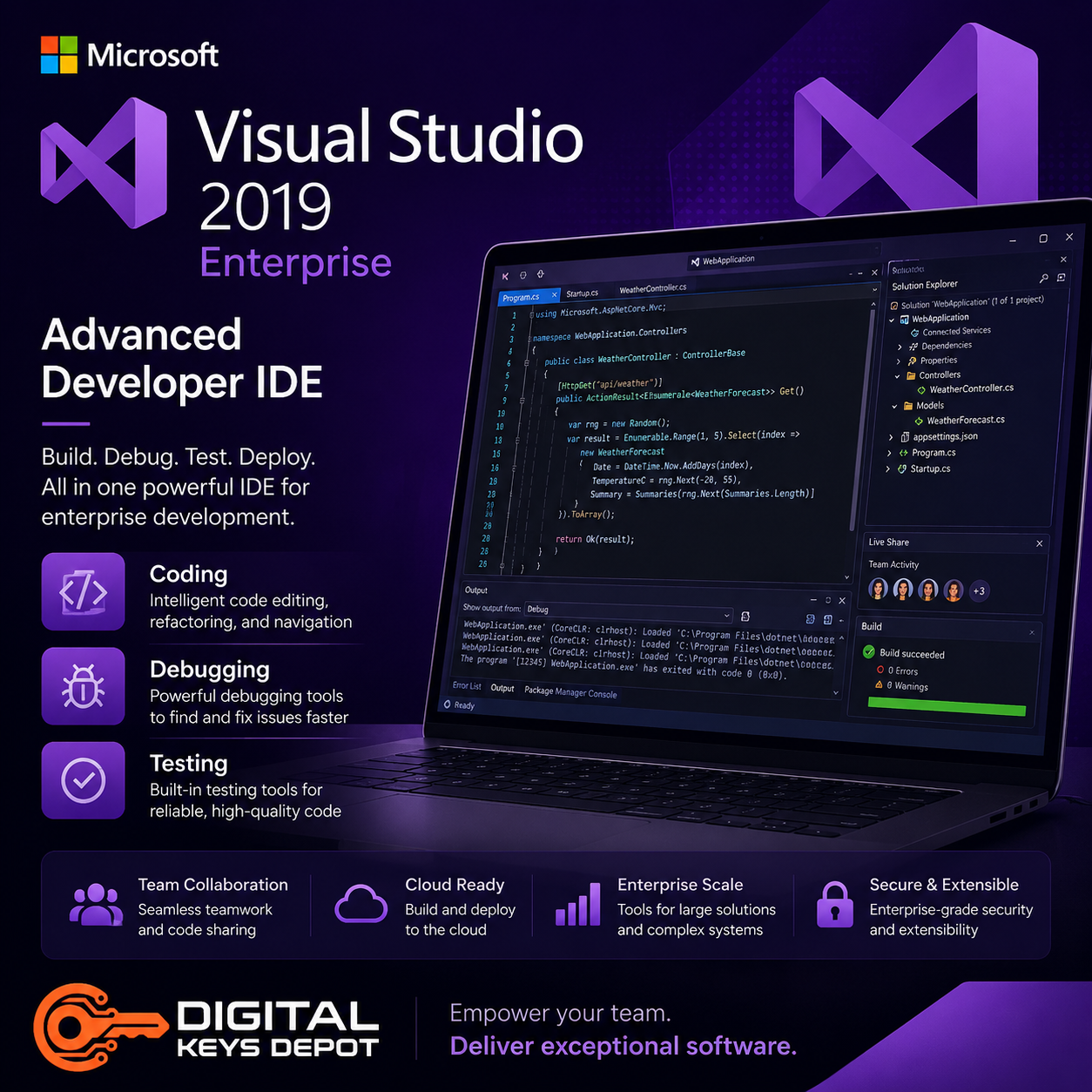 Visual Studio 2019 Enterprise advanced developer IDE for coding debugging and testing
