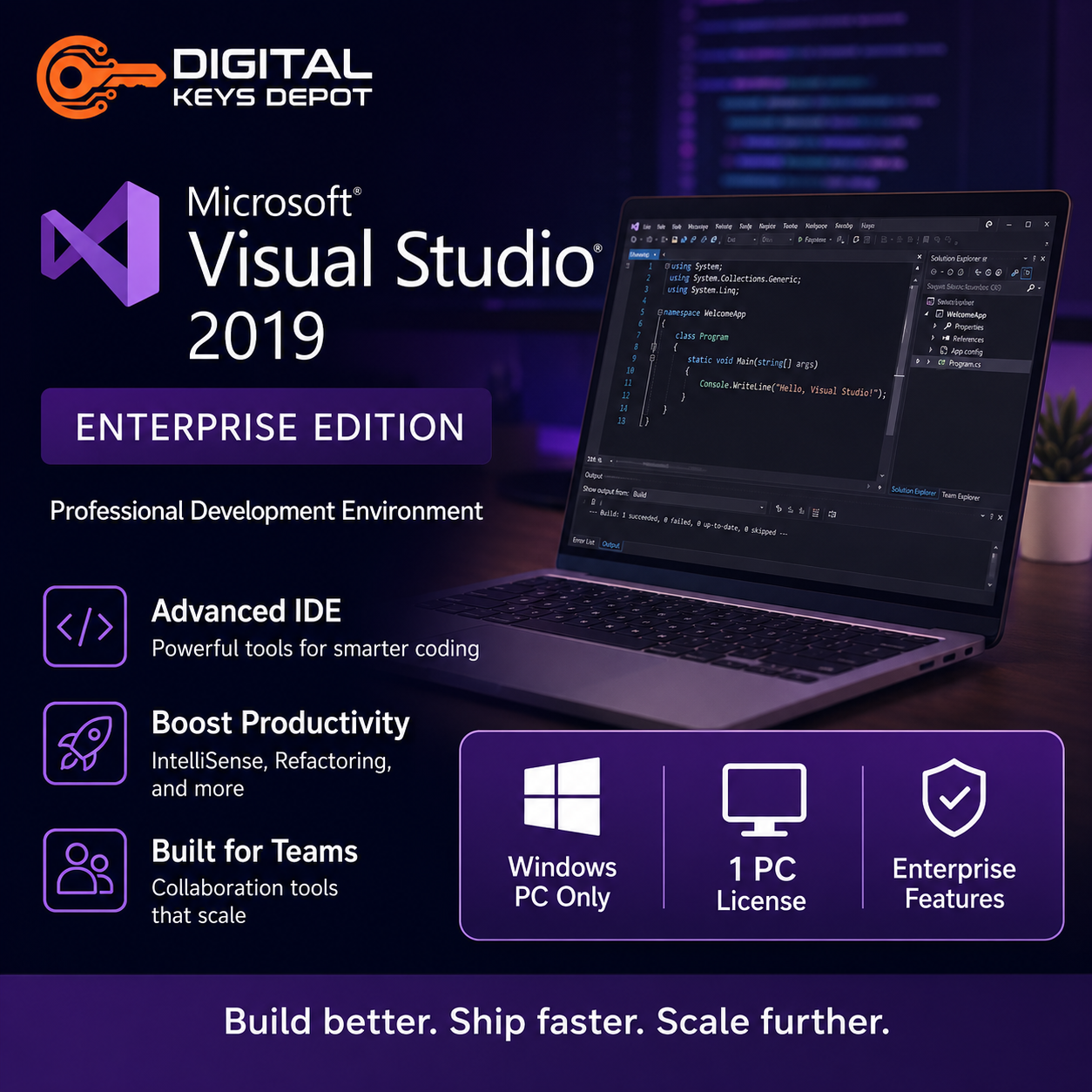 Visual Studio 2019 Enterprise development tools for 1 Windows PC