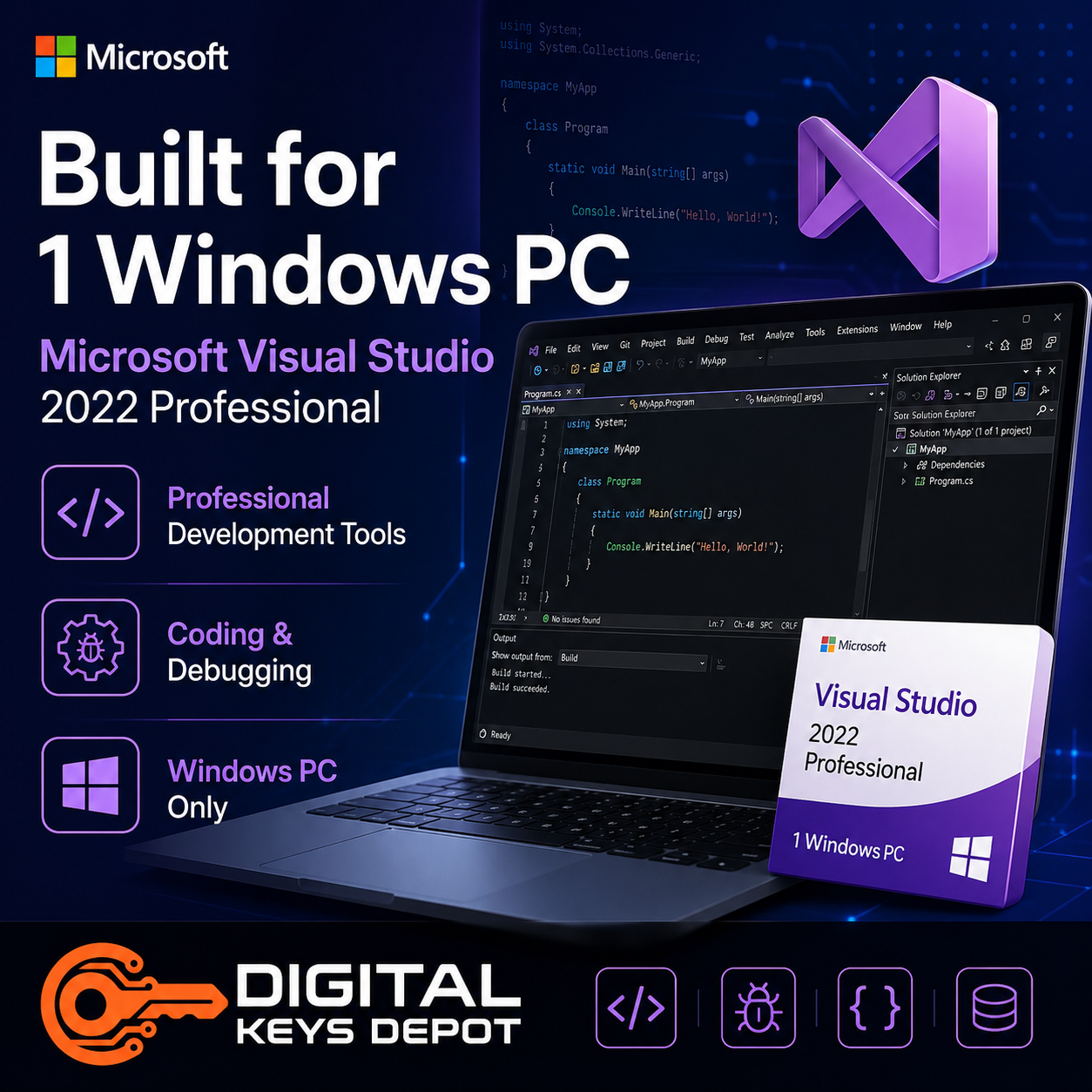 Visual Studio 2022 Professional development tools for 1 Windows PC