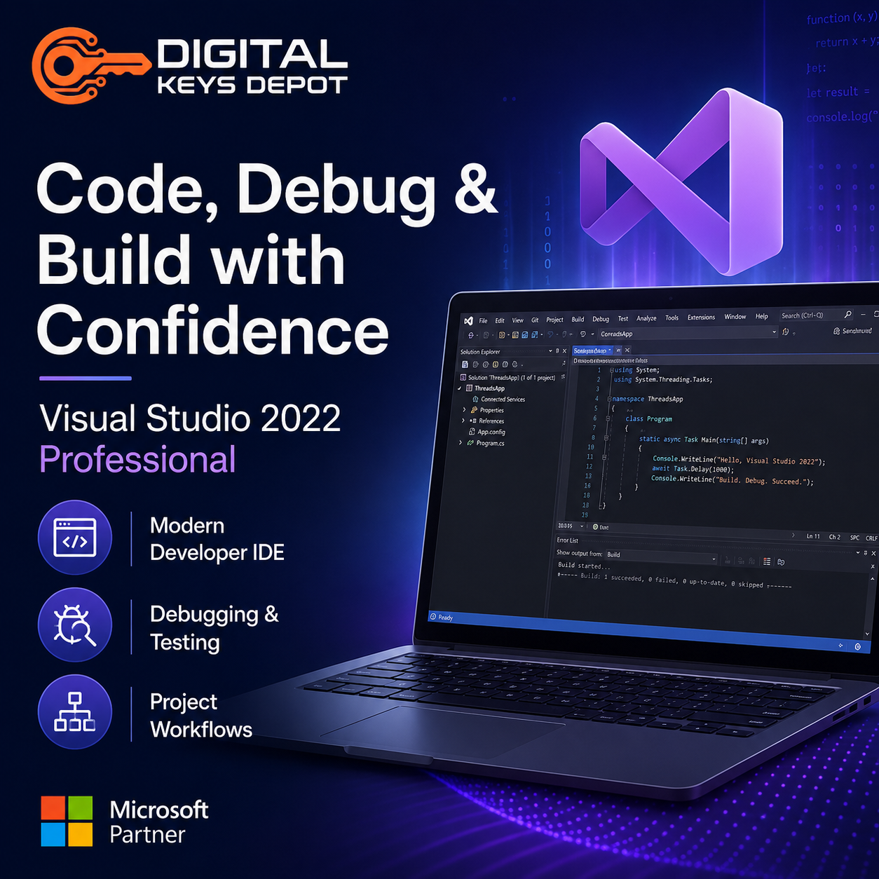 Visual Studio 2022 Professional modern developer IDE for coding debugging and testing