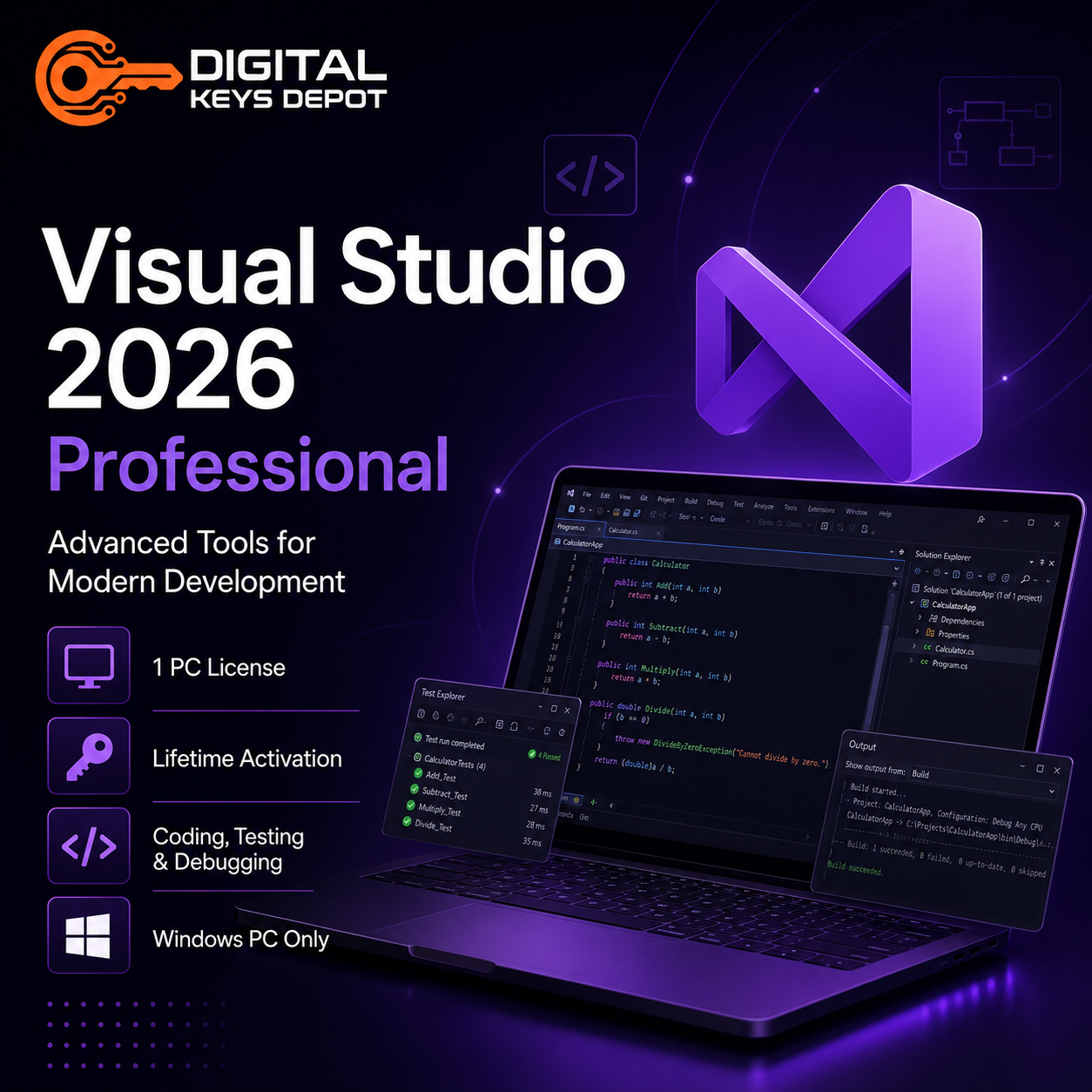 Visual Studio 2026 Professional development tools for 1 Windows PC