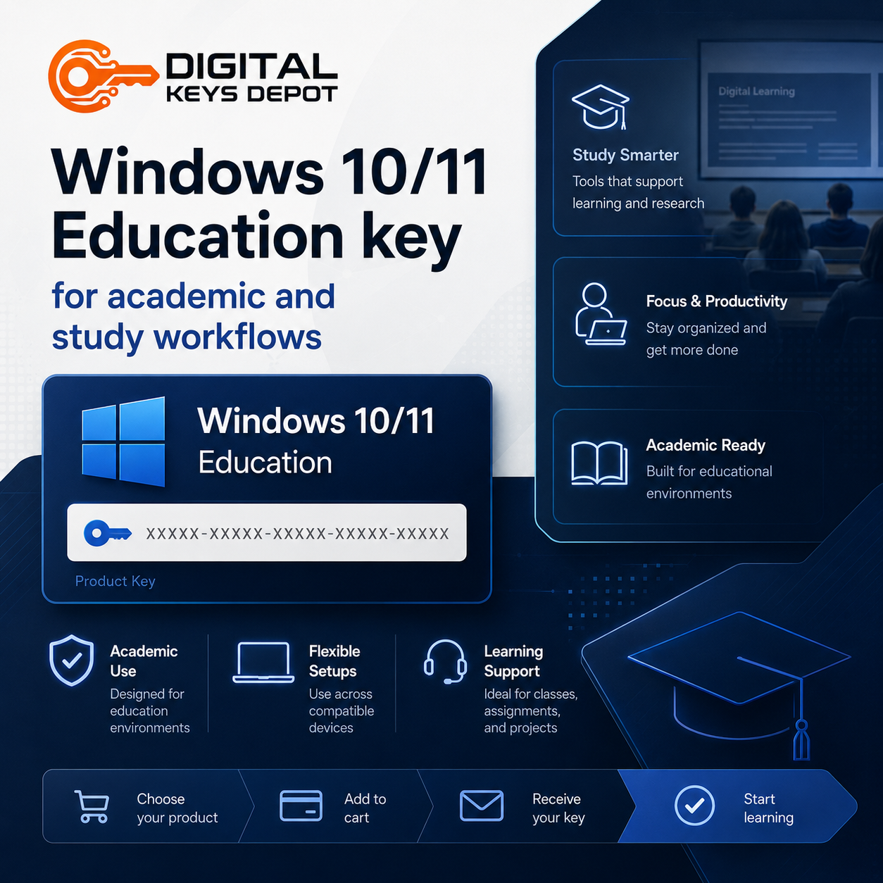 Windows 10/11 Education key for academic and study workflows