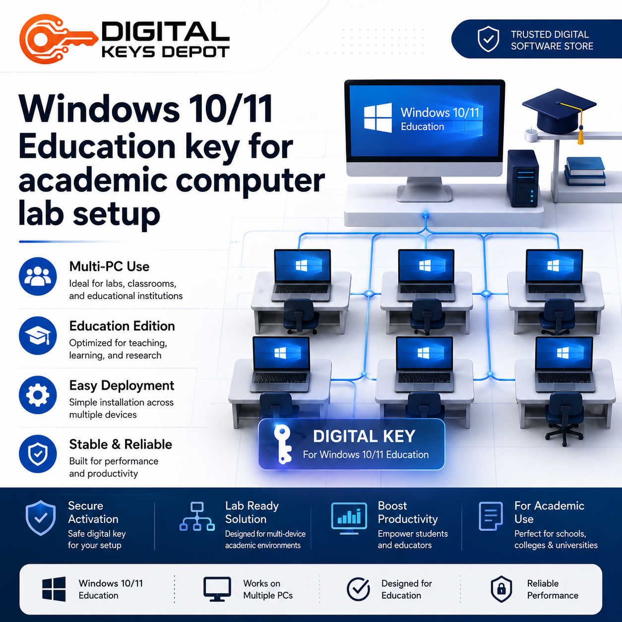 Windows 10 11 Education key for academic computer lab setup