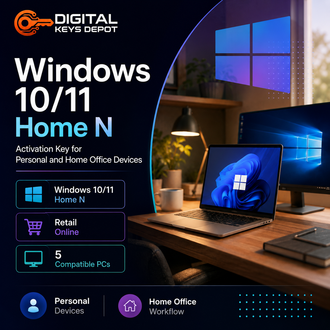 Windows 10/11 Home N activation key for personal and home office devices Windows 10/11 Home N activation key for personal and home office devices