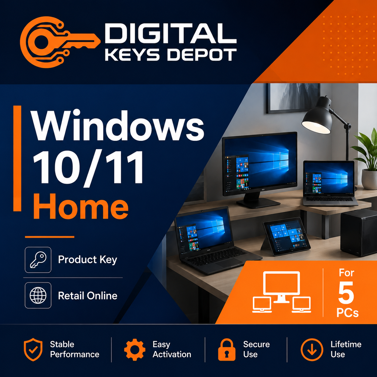 Windows 10/11 Home Product Key Retail Online for stable performance