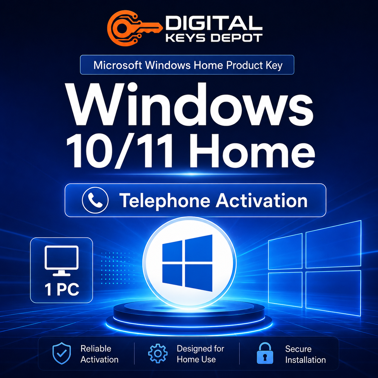 Windows 10/11 Home Product Key - Telephone Activation for 1 PC Windows 10/11 Home Product Key - Telephone Activation for 1 PC