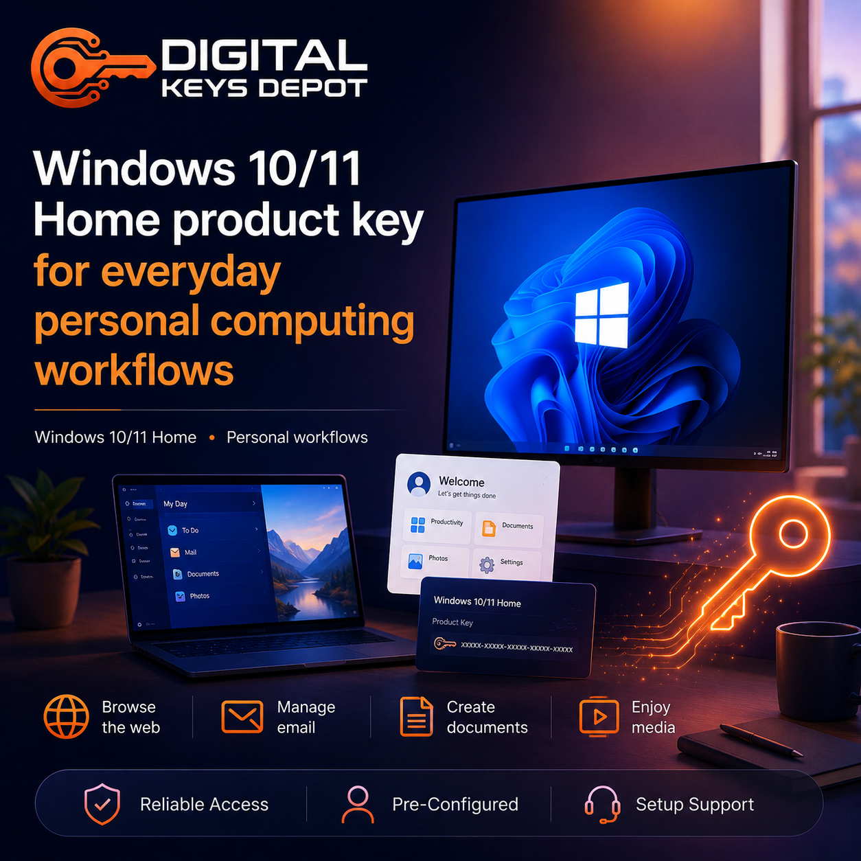 Windows 10/11 Home product key for everyday personal computing workflows