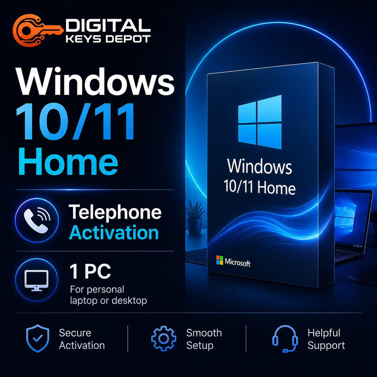 Windows 10/11 Home product key for personal laptop or desktop Windows 10/11 Home product key for personal laptop or desktop