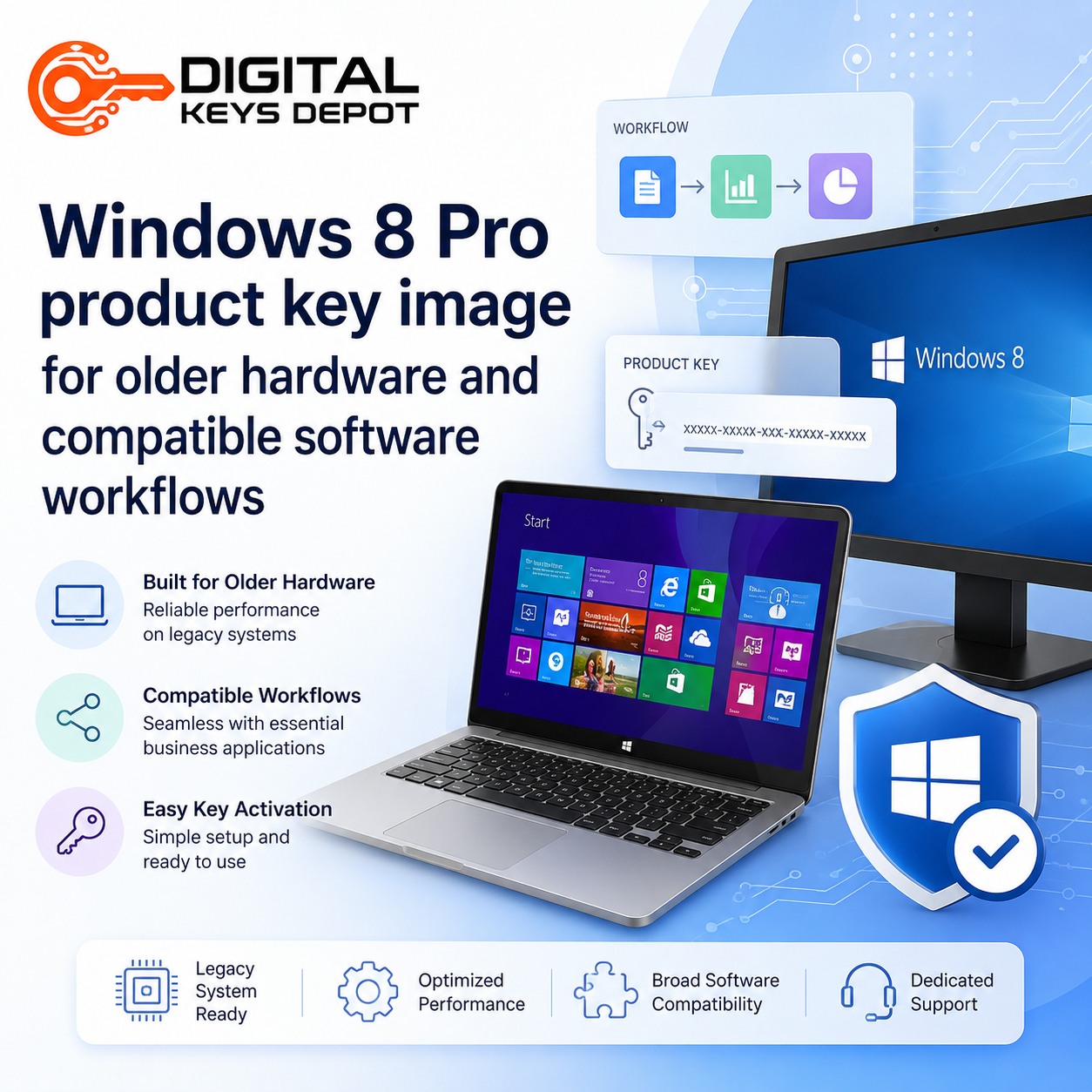 Windows 8 Pro product key image for older hardware and compatible software workflows