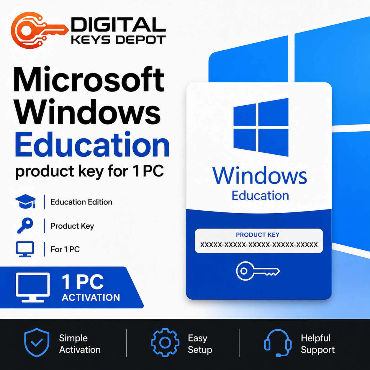Windows Education product key for 1 PC