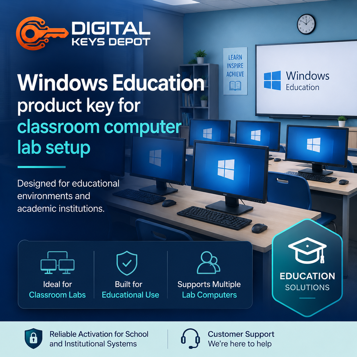 Windows Education product key for classroom computer lab setup