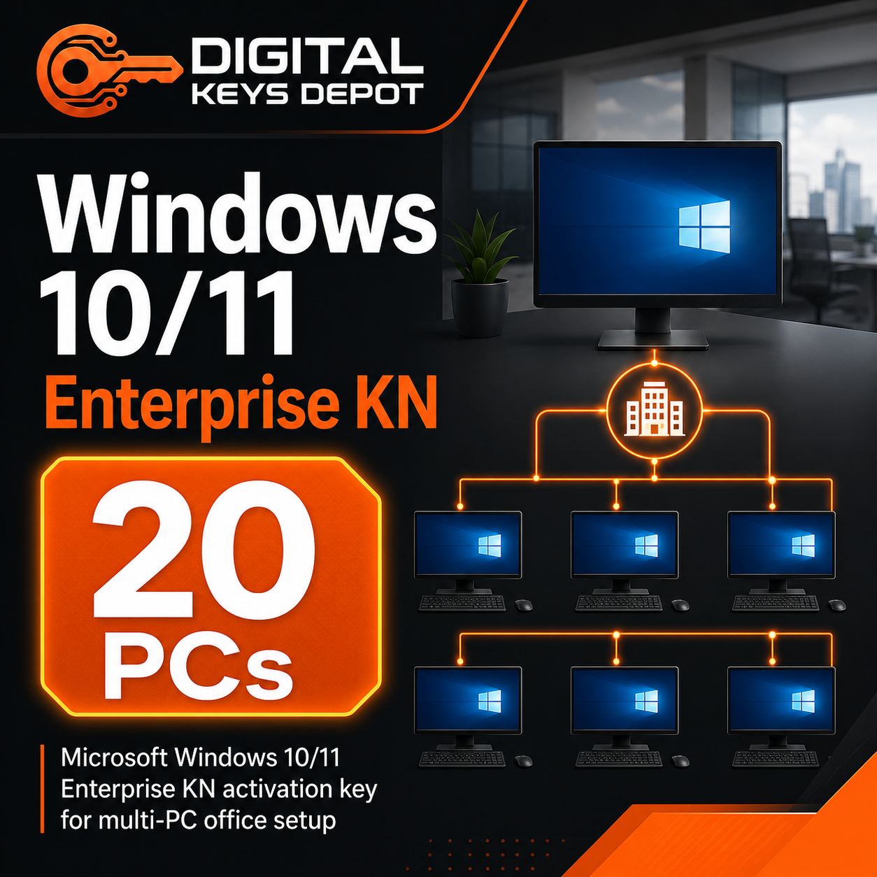 Microsoft Windows 10/11 Enterprise KN activation key for multi-PC office setup