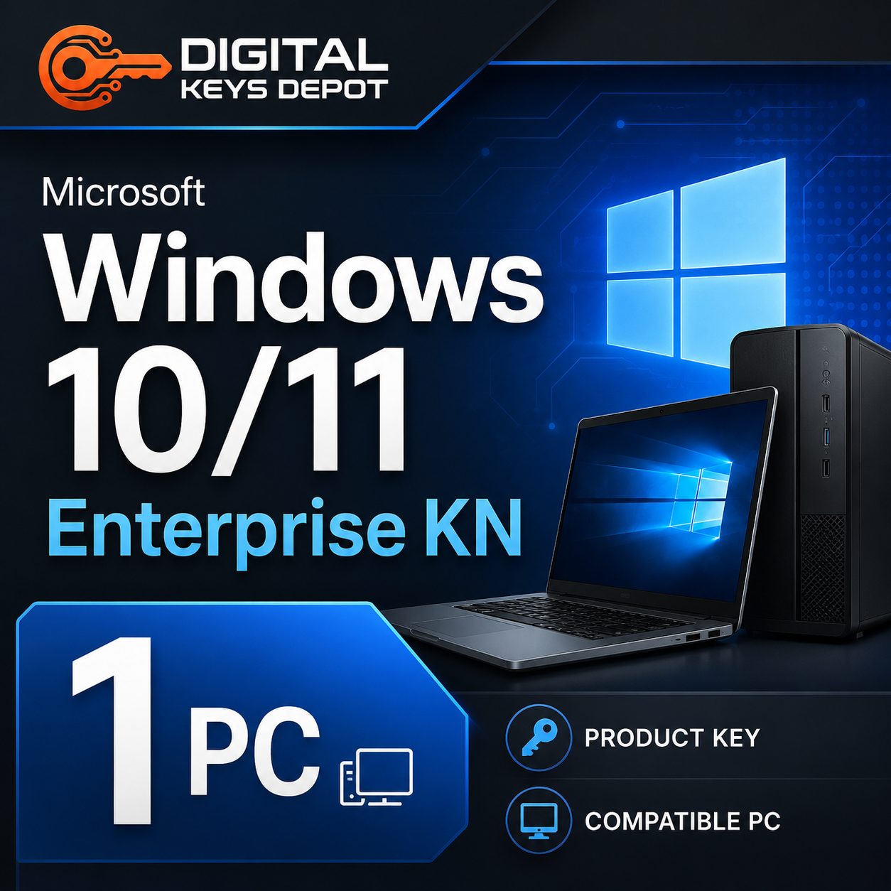 Microsoft Windows 10/11 Enterprise KN product key for 1 compatible PC