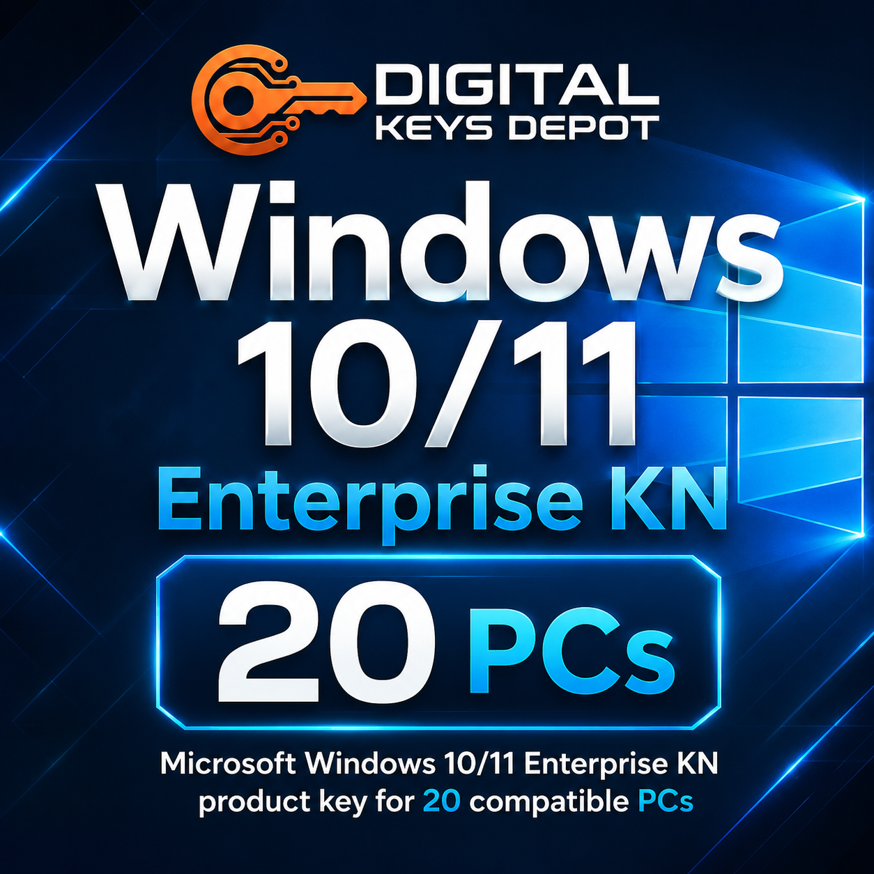 Microsoft Windows 10/11 Enterprise KN product key for 20 compatible PCs