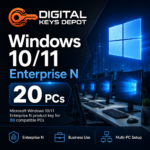 Microsoft Windows 10/11 Enterprise N product key for 20 compatible PCs