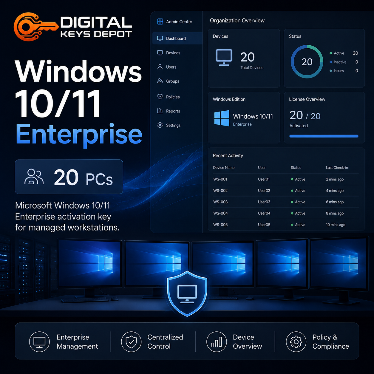 Microsoft Windows 10/11 Enterprise activation key for managed workstations