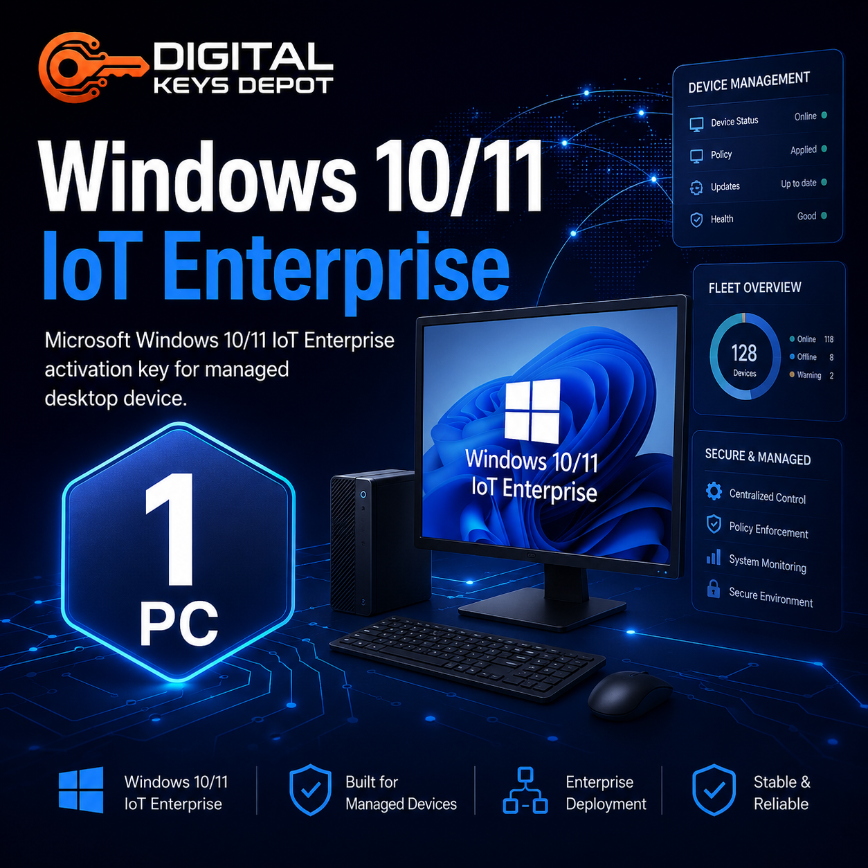 Microsoft Windows 10/11 IoT Enterprise activation key for managed desktop device