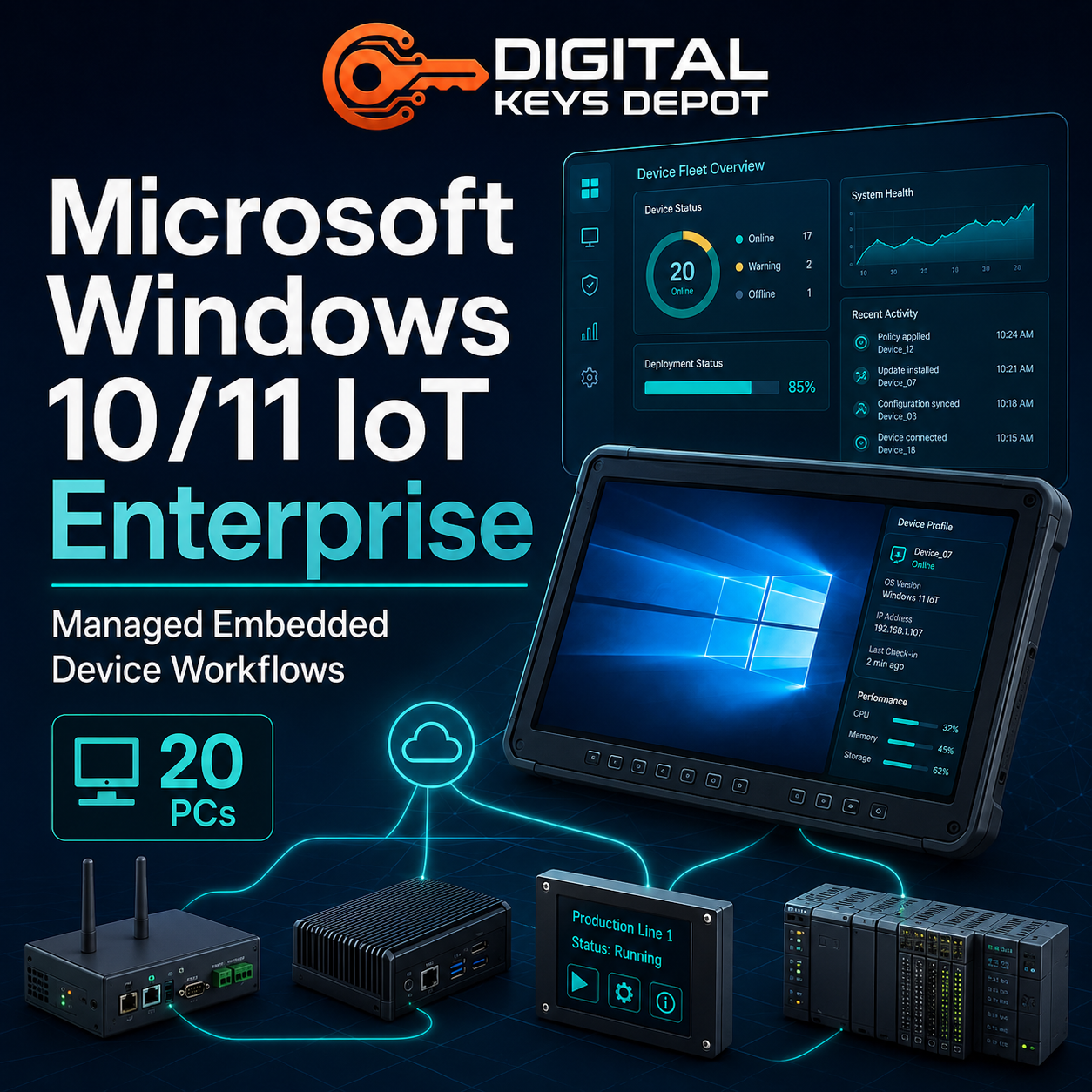 Microsoft Windows 10/11 IoT Enterprise key for managed embedded device workflows