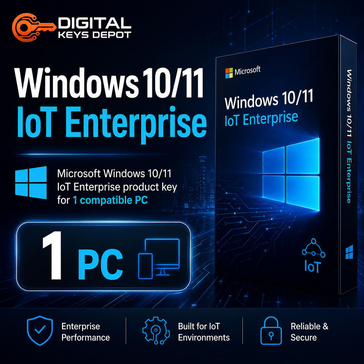 Microsoft Windows 10/11 IoT Enterprise product key for 1 compatible PC
