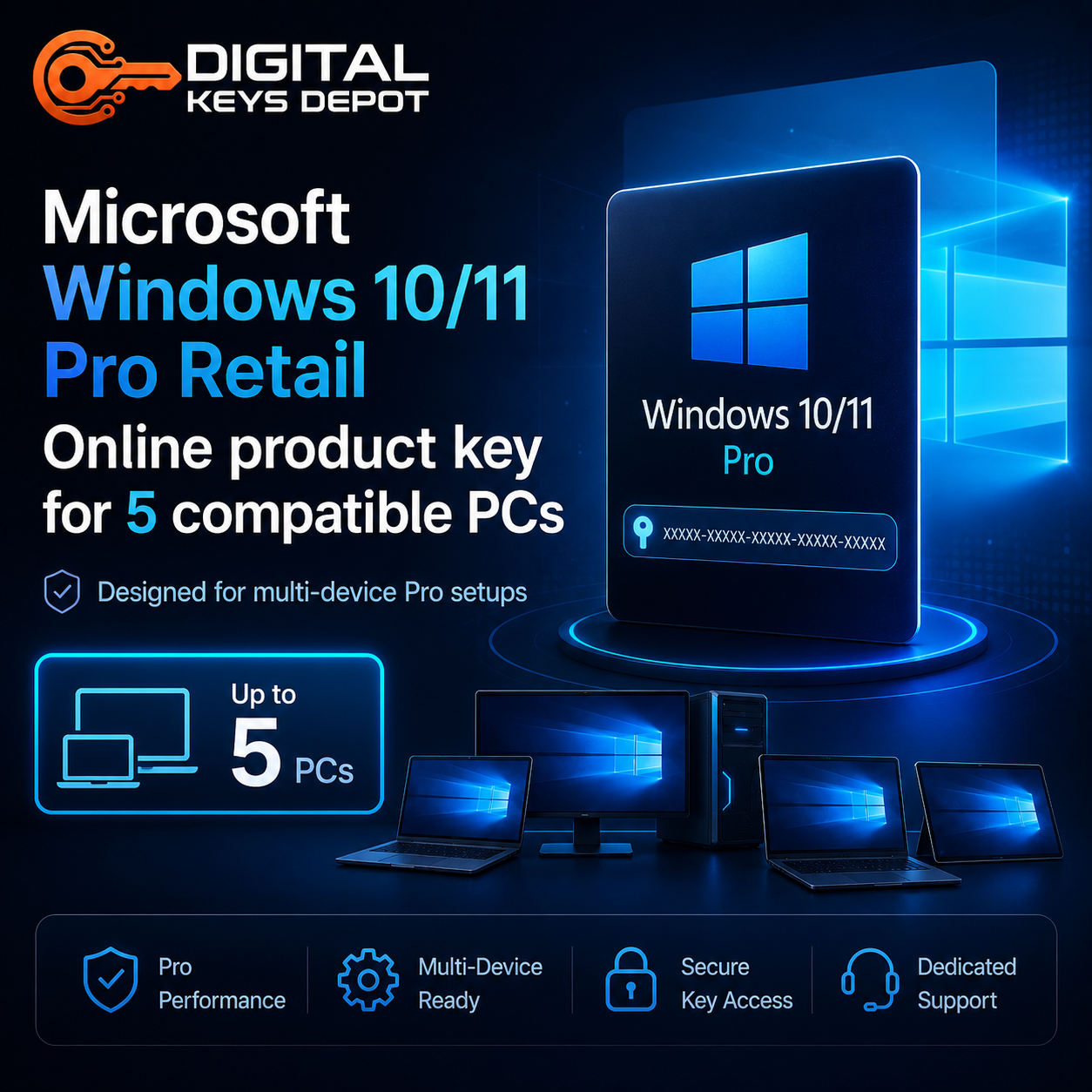 Microsoft Windows 10/11 Pro 5 PC activation