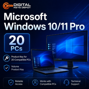 Microsoft Windows 10/11 Pro product key for 20 compatible PCs