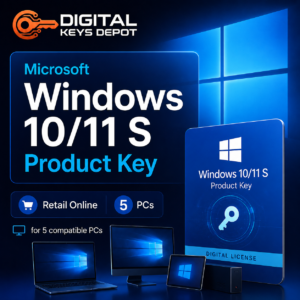 Microsoft Windows 10/11 S Product Key Retail Online for 5 compatible PCs
