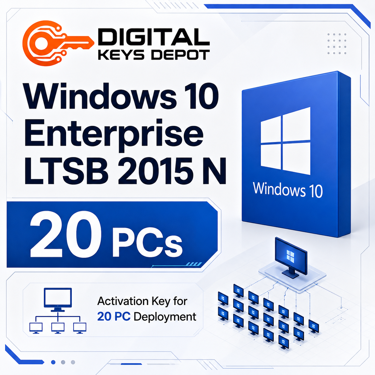 Microsoft Windows 10 Enterprise LTSB 2015 N activation key for 20 PC deployment