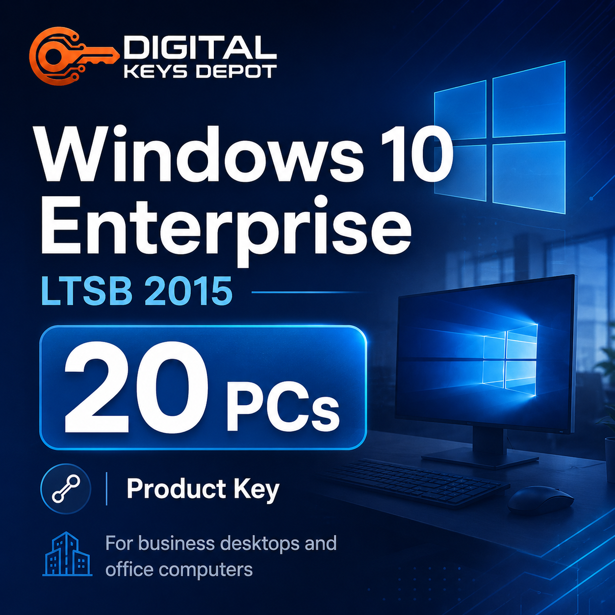 Microsoft Windows 10 Enterprise LTSB 2015 product key for 20 compatible PCs