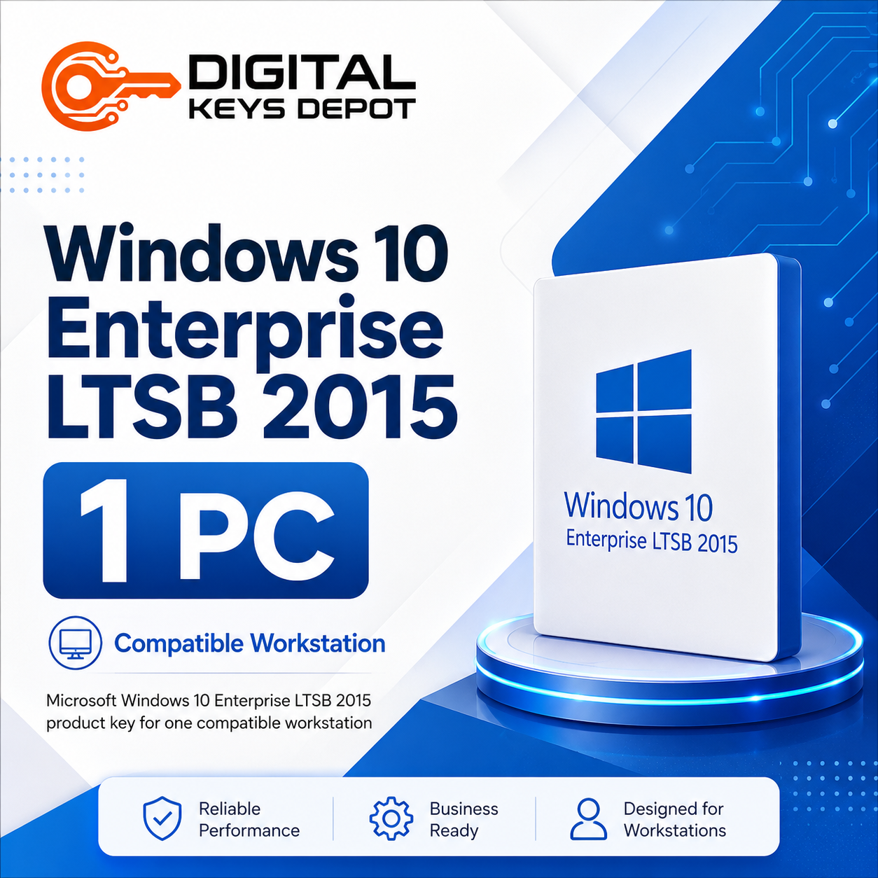 Microsoft Windows 10 Enterprise LTSB 2015 product key for one compatible workstation