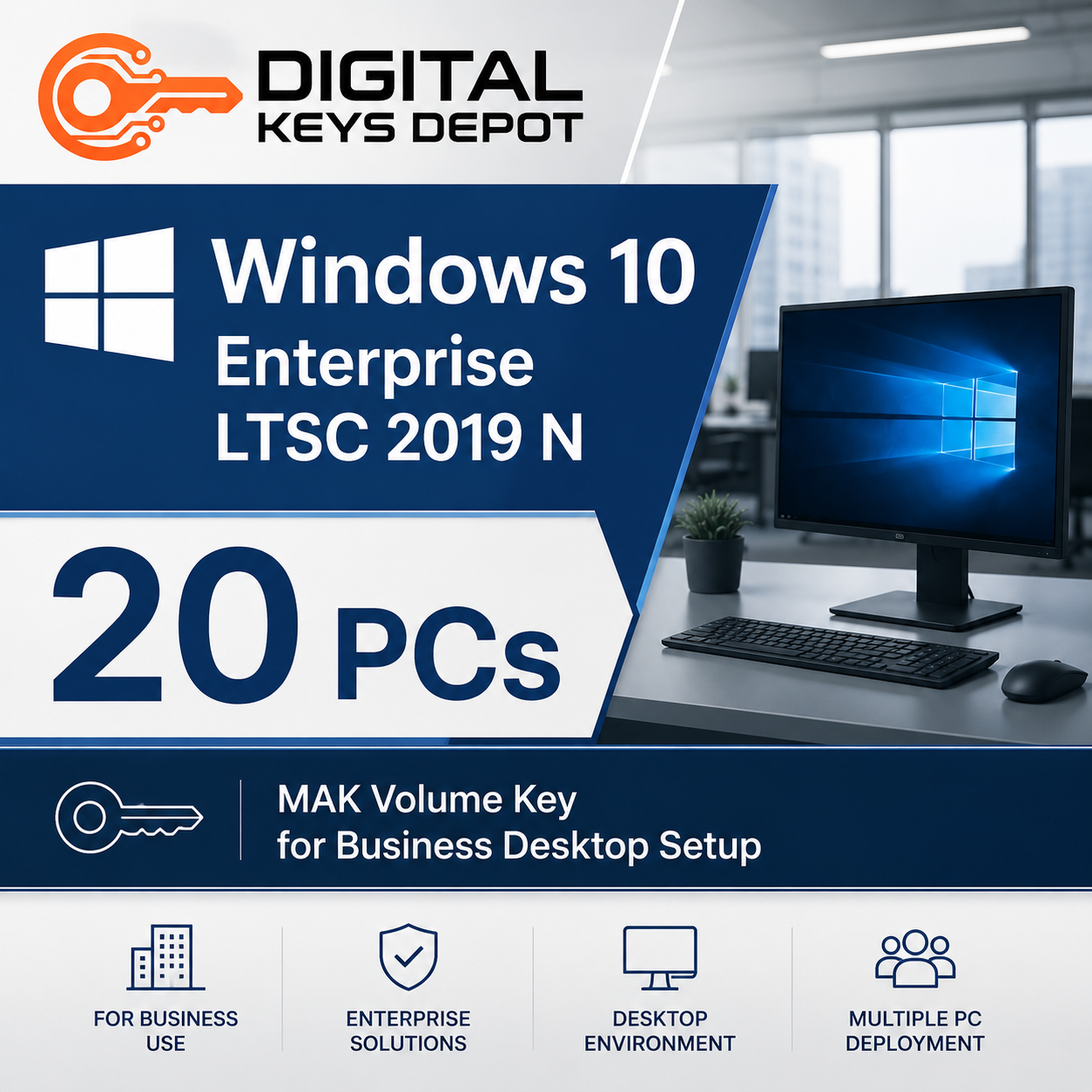 Microsoft Windows 10 Enterprise LTSC 2019 N MAK Volume key for business desktop setup
