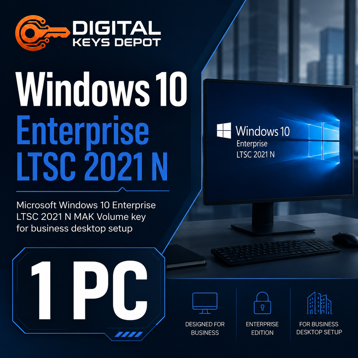 Microsoft Windows 10 Enterprise LTSC 2021 N MAK Volume key for business desktop setup (1 PC)