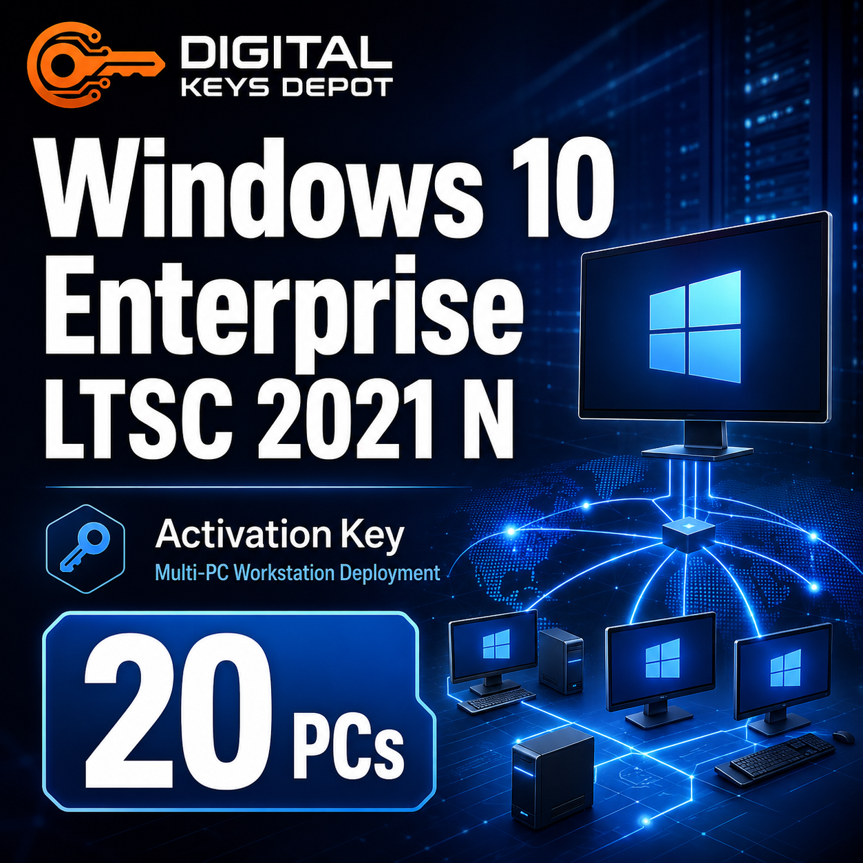 Microsoft Windows 10 Enterprise LTSC 2021 N activation key for multi-PC workstation deployment