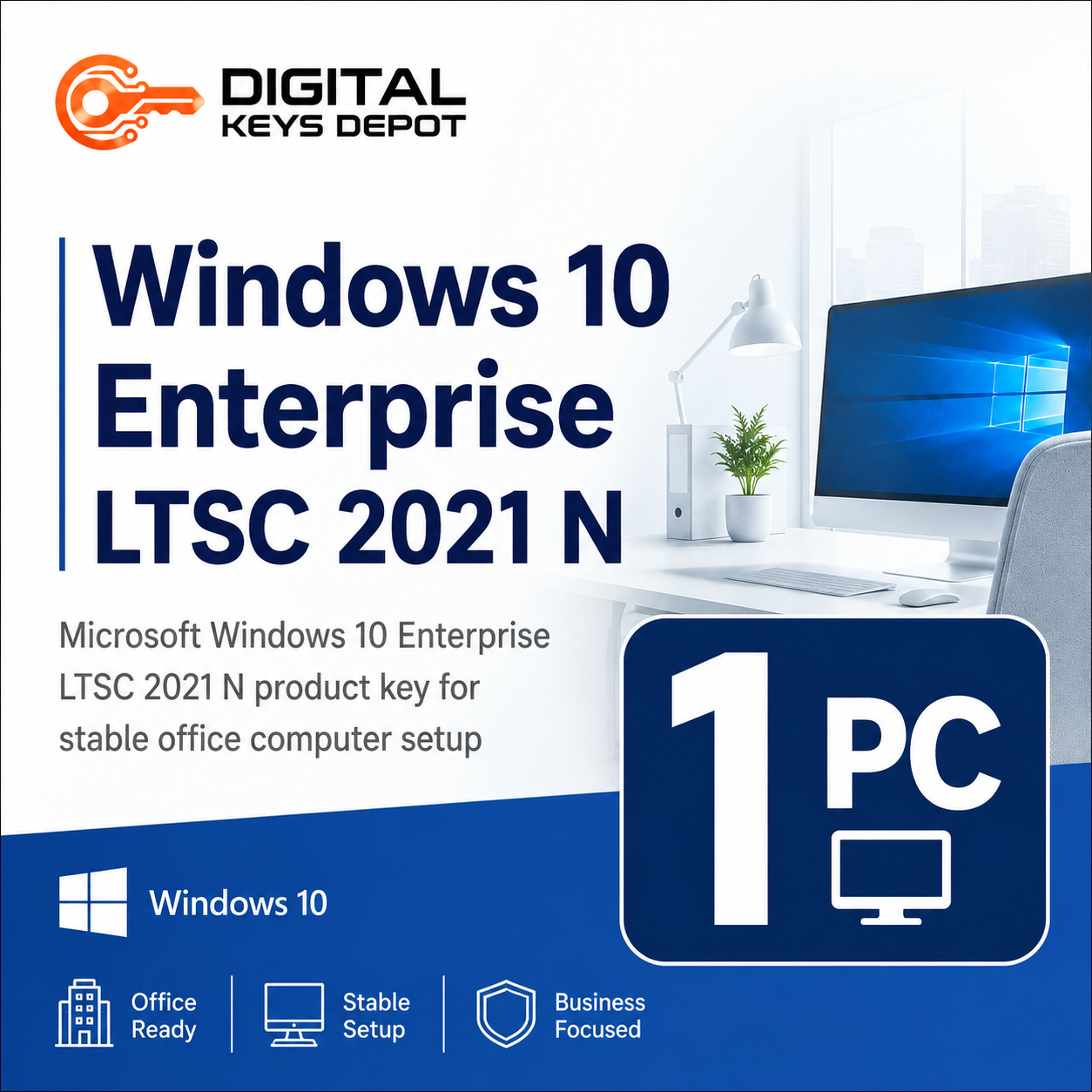 Microsoft Windows 10 Enterprise LTSC 2021 N product key for stable office computer setup