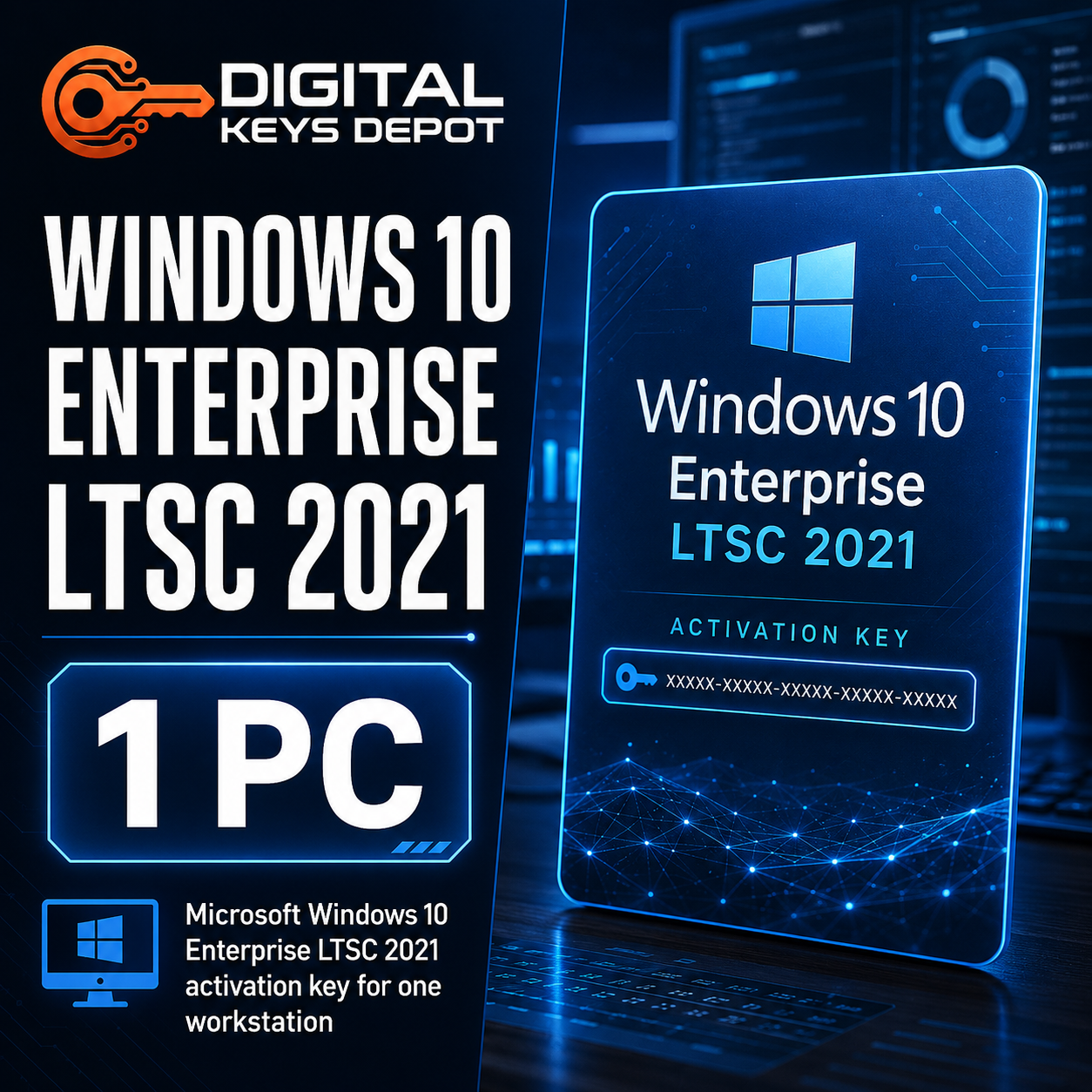 Microsoft Windows 10 Enterprise LTSC 2021 activation key for one workstation