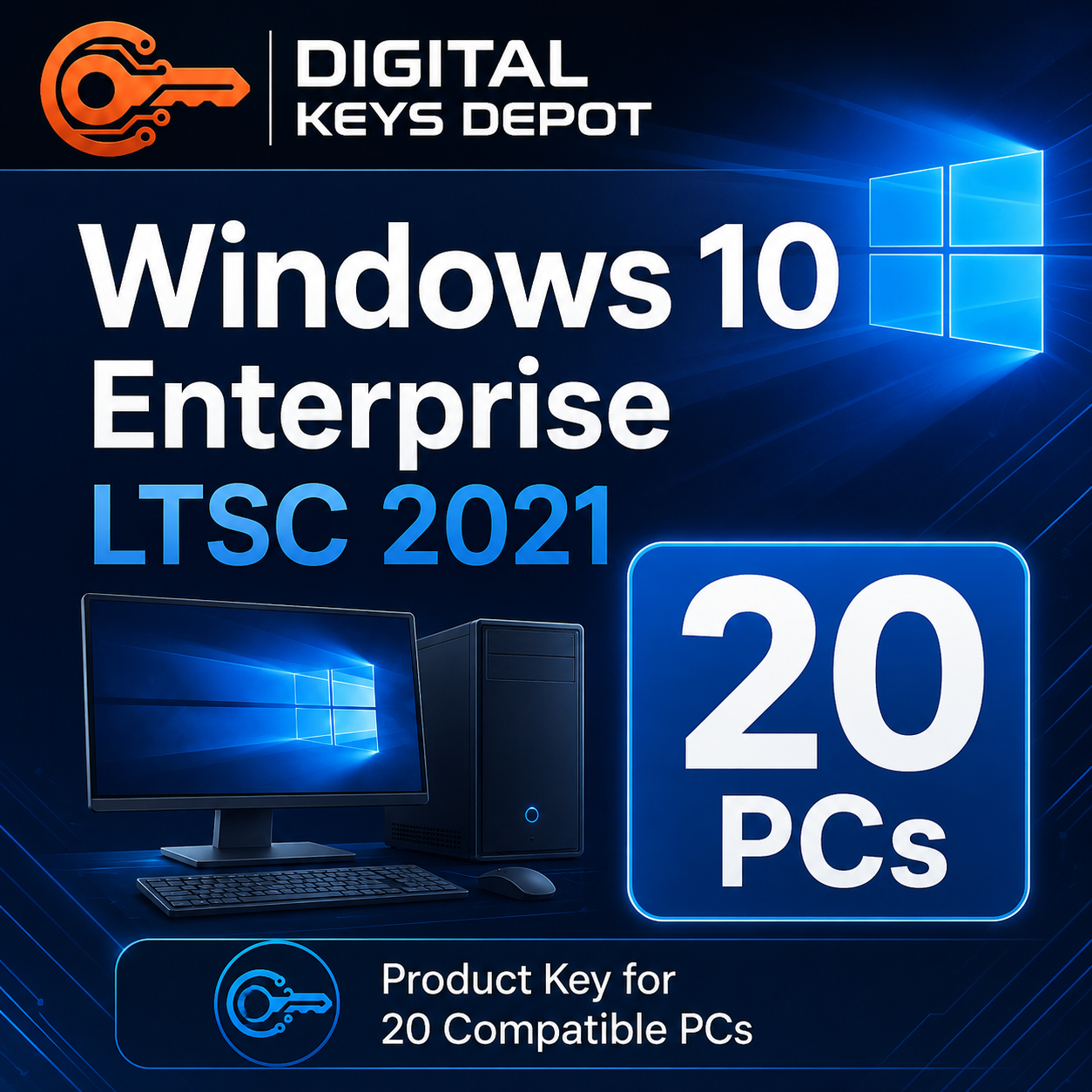 Microsoft Windows 10 Enterprise LTSC 2021 product key for 20 compatible PCs
