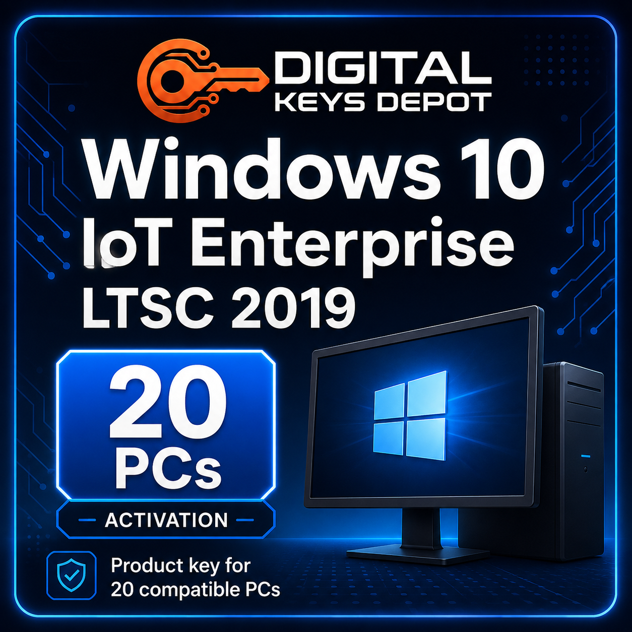 Microsoft Windows 10 IoT Enterprise LTSC 2019 product key for 20 compatible PCs Microsoft Windows 10 IoT Enterprise LTSC 2019 product key for 20 compatible PCs