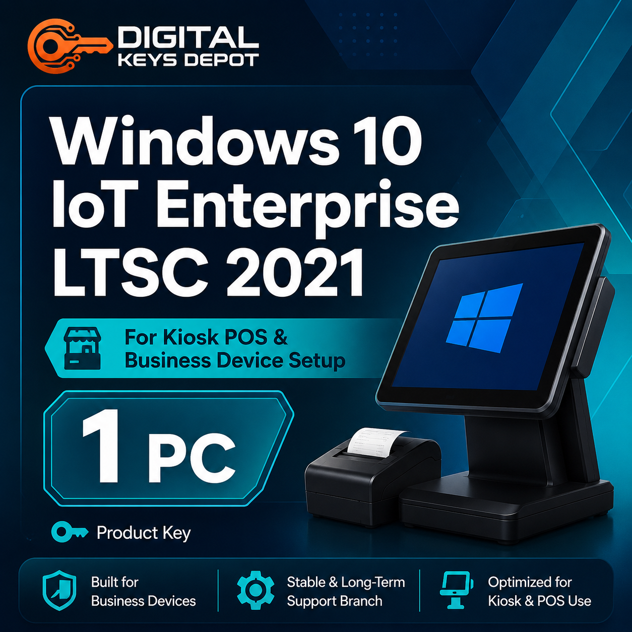 Microsoft Windows 10 IoT Enterprise LTSC 2021 key for kiosk POS and business device setup