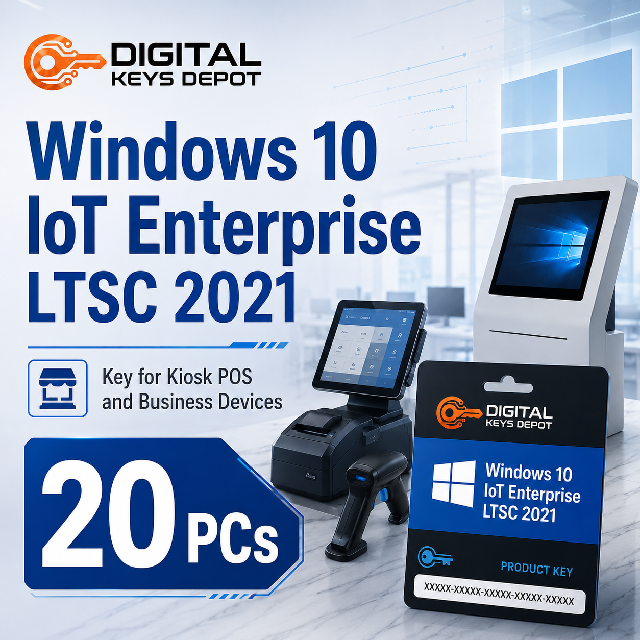 Microsoft Windows 10 IoT Enterprise LTSC 2021 key for kiosk POS and business devices