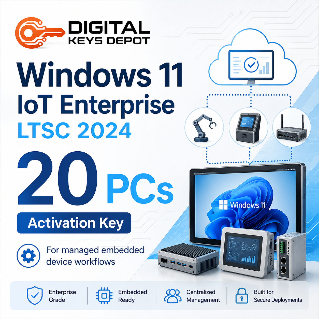 Microsoft Windows 11 IoT Enterprise LTSC 2024 activation key for managed embedded device workflows