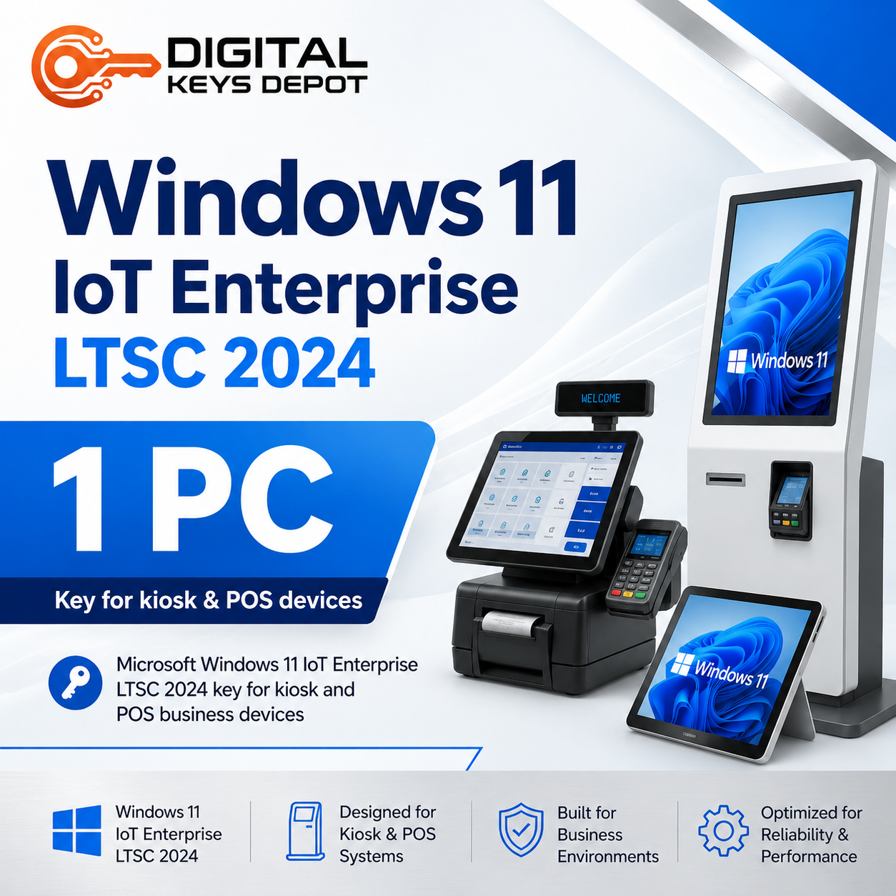 Microsoft Windows 11 IoT Enterprise LTSC 2024 key for kiosk and POS business devices (1 PC)